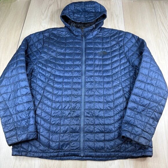 The North Face Mens Blue Full Zip ThermoBall Eco Hooded Pufffer Jacket Size XXL - Picture 1 of 14